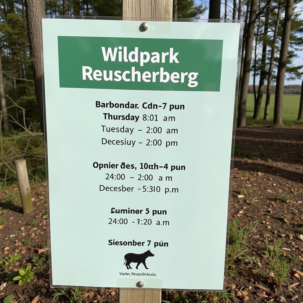 Öffnungszeiten des Wildparks Reuschenberg