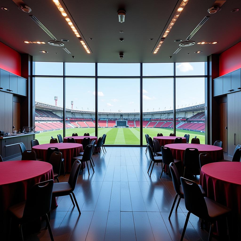 Partyraum mit Blick auf das BayArena Stadion