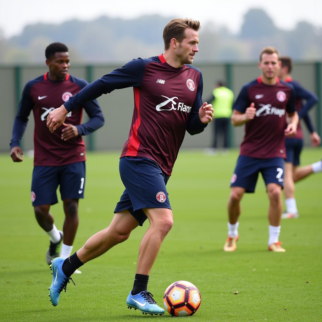 Patrik Schick beim Training mit der Mannschaft von Bayer Leverkusen