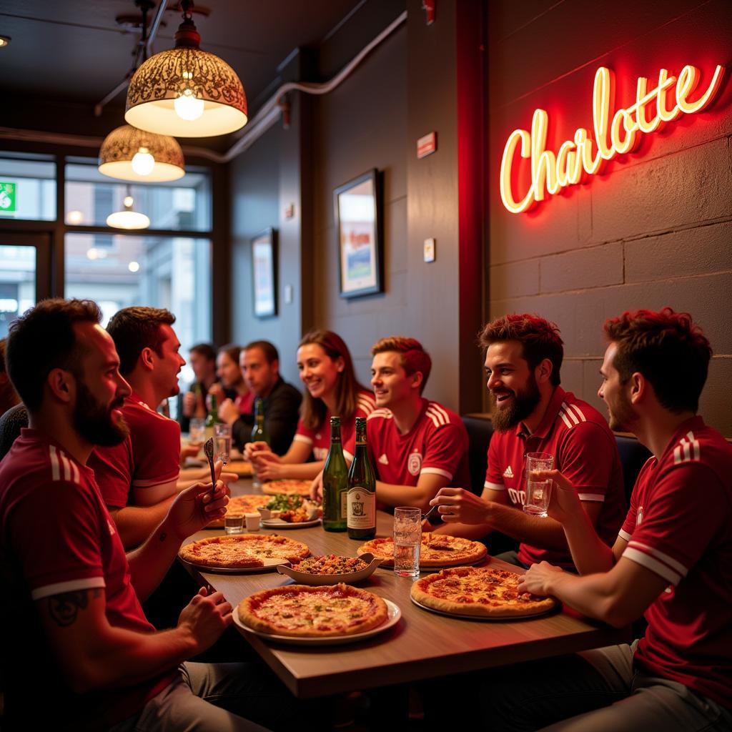 Pizza Charlotte Leverkusen: Ein Treffpunkt für Fußballfans nach dem Spiel.