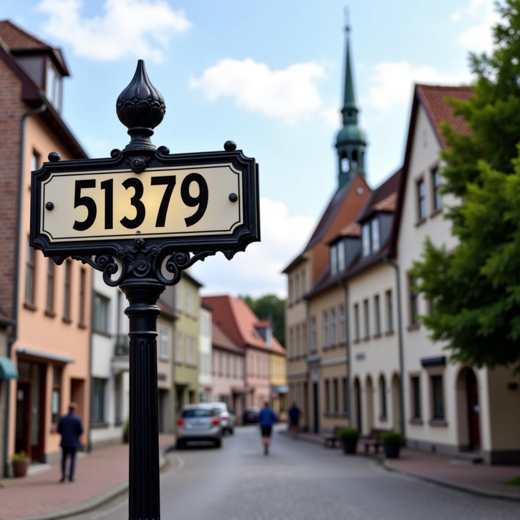 Stadtbild von Leverkusen Opladen mit PLZ-Schild