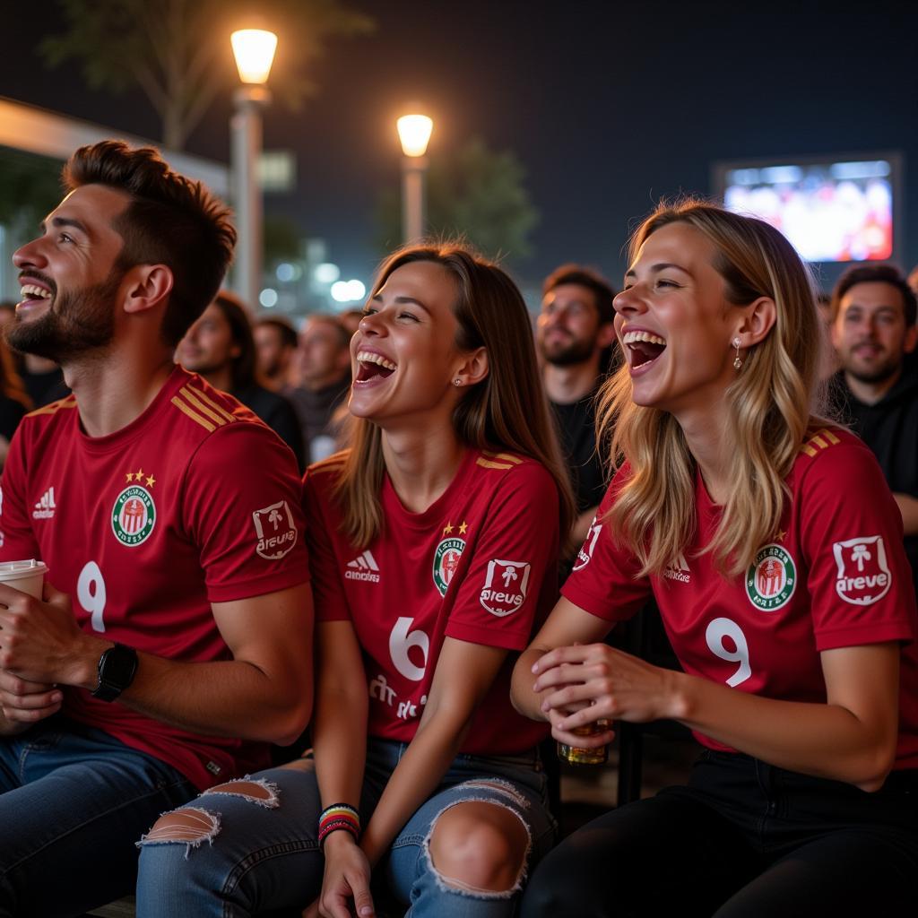 Public Viewing Leverkusen Bremen: Freunde feiern zusammen