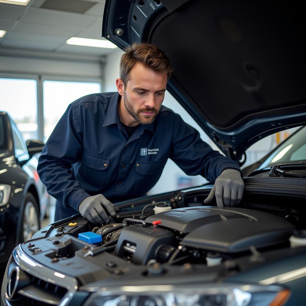 Qualifizierter Automechaniker in Leverkusen bei der Arbeit