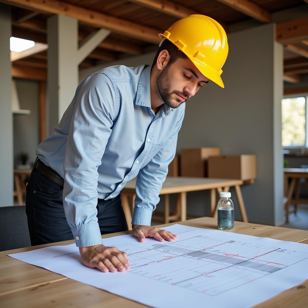 Qualifizierter Bauunternehmer in Leverkusen bei der Projektplanung.