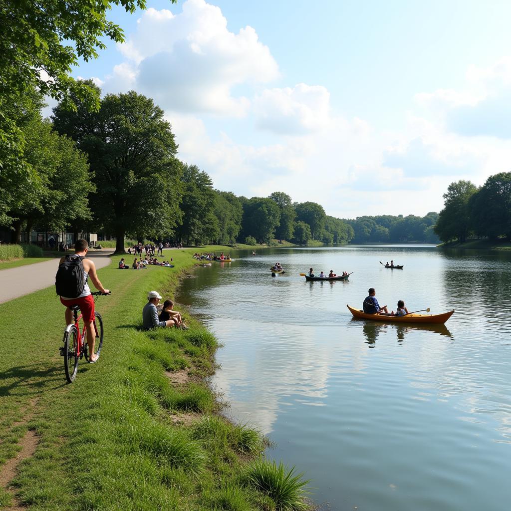 Freizeitaktivitäten am Rhein in Leverkusen