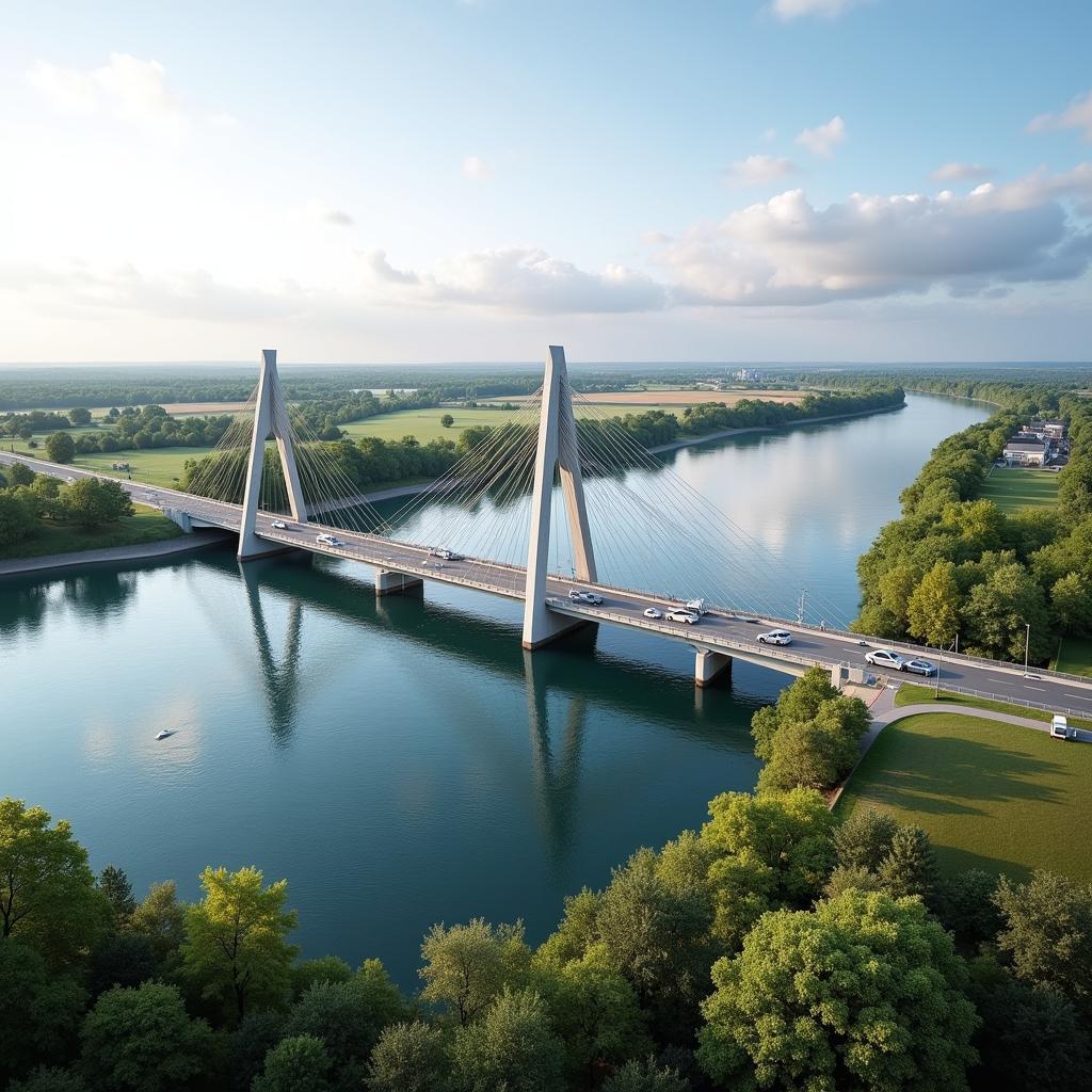 Visualisierung der fertigen Leverkusener Rheinbrücke