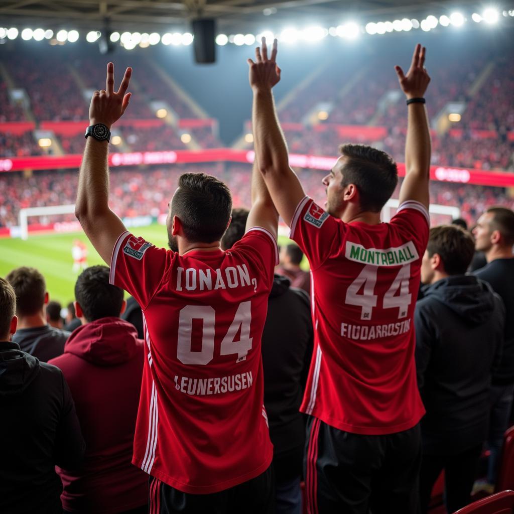 Fans von Bayer 04 Leverkusen im Stadion