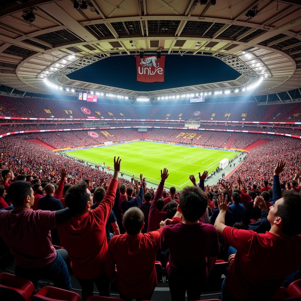 Fans im Stadion: Rom gegen Leverkusen