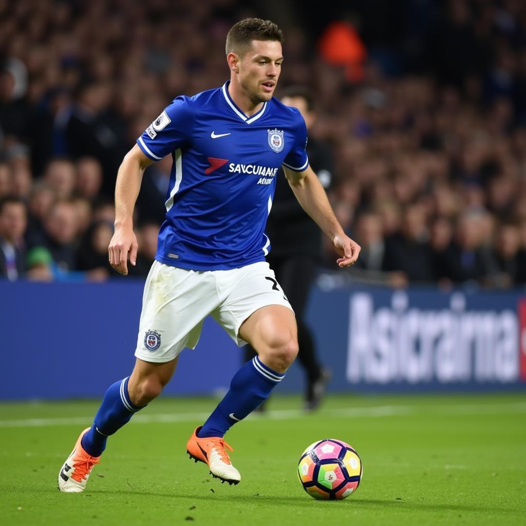 Ross Barkley im Aktion: Ein kraftvoller Antritt des englischen Mittelfeldspielers.