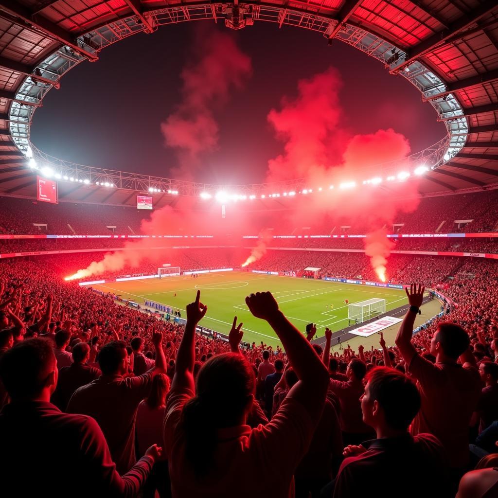 Fans von Bayer Leverkusen im Stadion