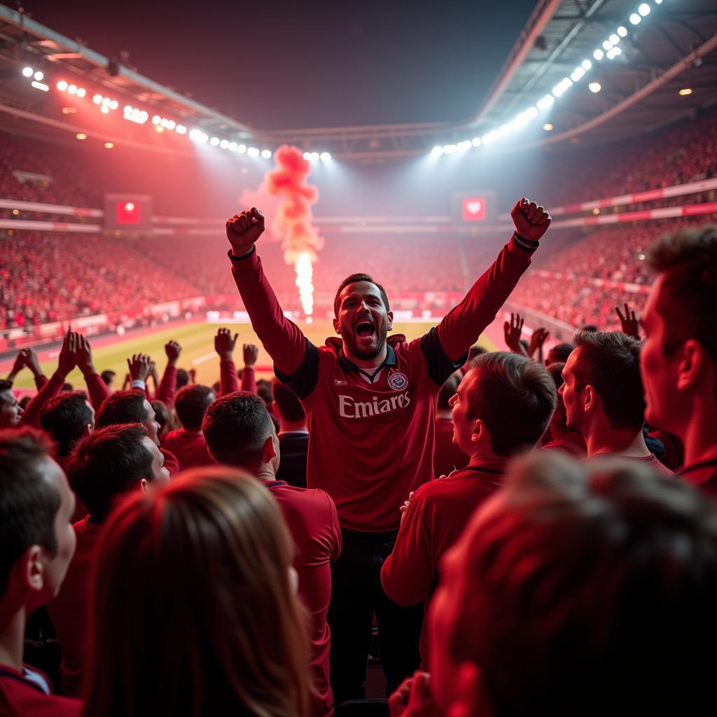 Bayer Leverkusen Fans feiern ein Schützenfest