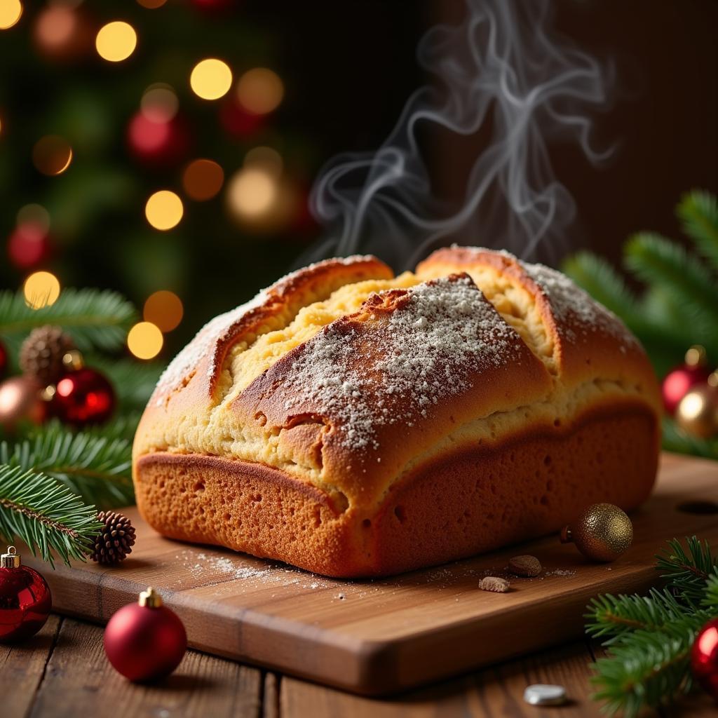 Selbstgebackenes Brot am Weihnachtsfeiertag