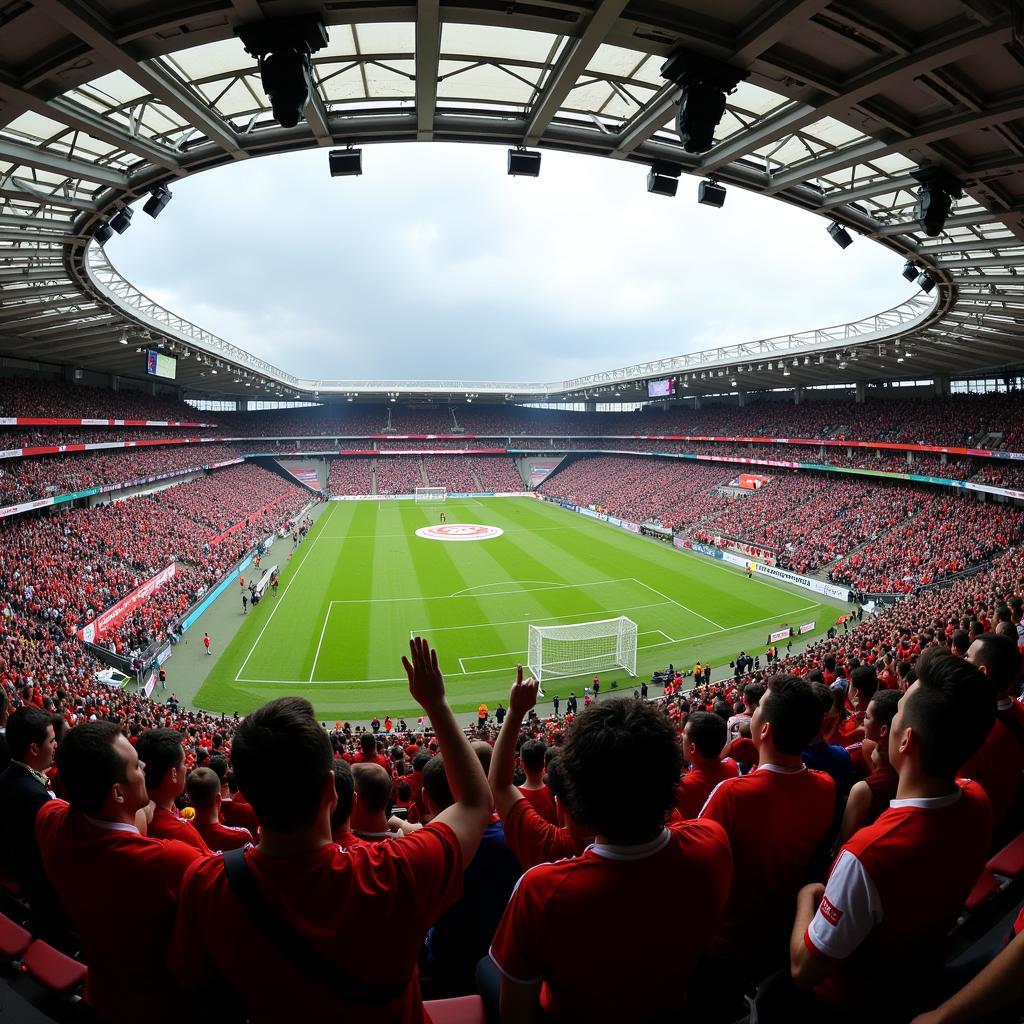 Fans im Stadion beim Spiel SGS Essen gegen Bayer 04 Leverkusen