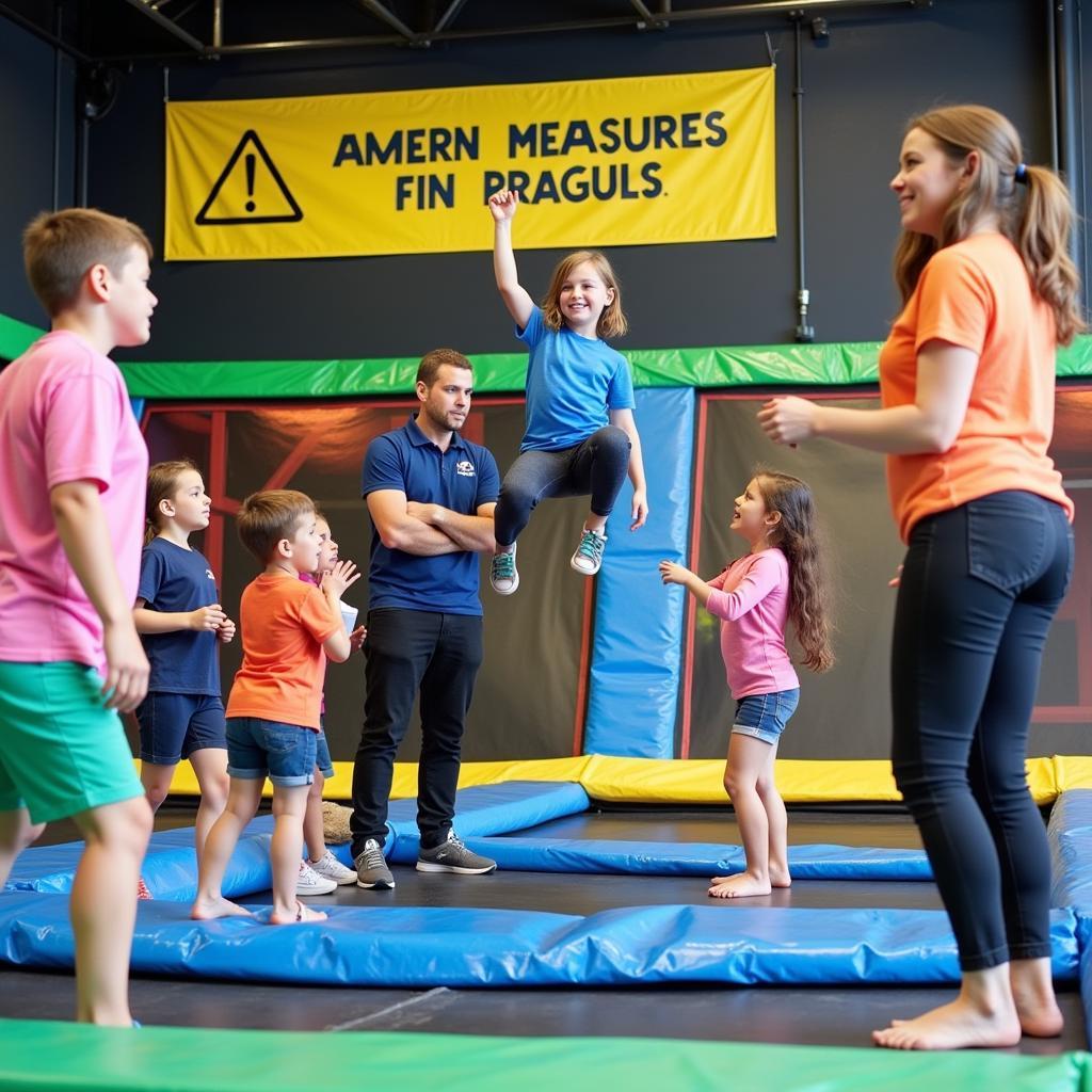 Sicherheitshinweise im Trampolinpark:  Aufwärmen, Regeln beachten, Beaufsichtigung