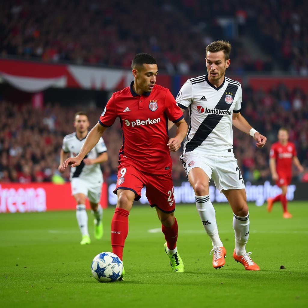 Spieler in Aktion bei Bayer 04 Leverkusen Spiel in der BayArena