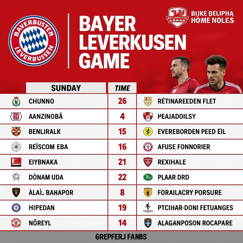 Spielplan Bayer Leverkusen am Sonntag