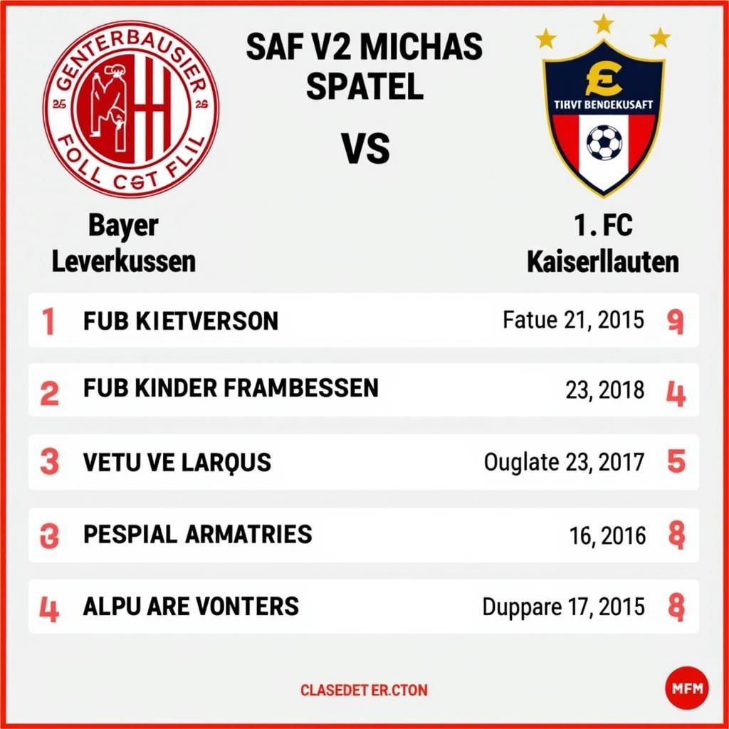 Spielplan Leverkusen gegen Kaiserslautern