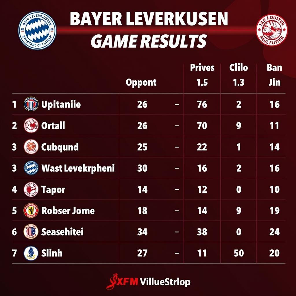 Spielstände vergangener Spiele von Bayer Leverkusen