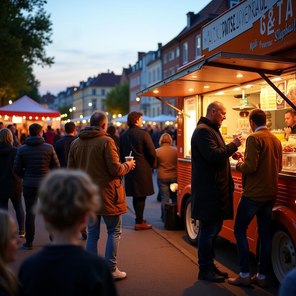 Besucher genießen kulinarische Erlebnisse beim Street Food Leverkusen