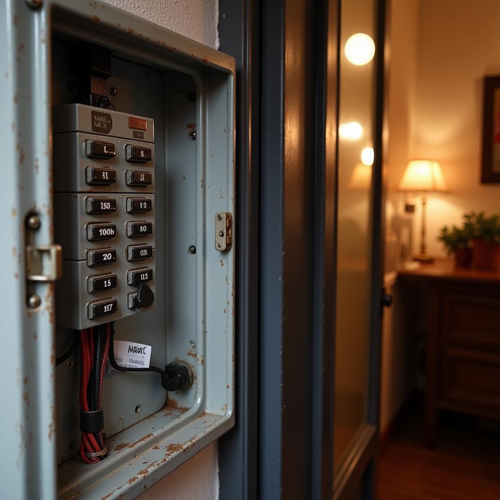 Sicherungskasten bei Stromausfall in Leverkusen.