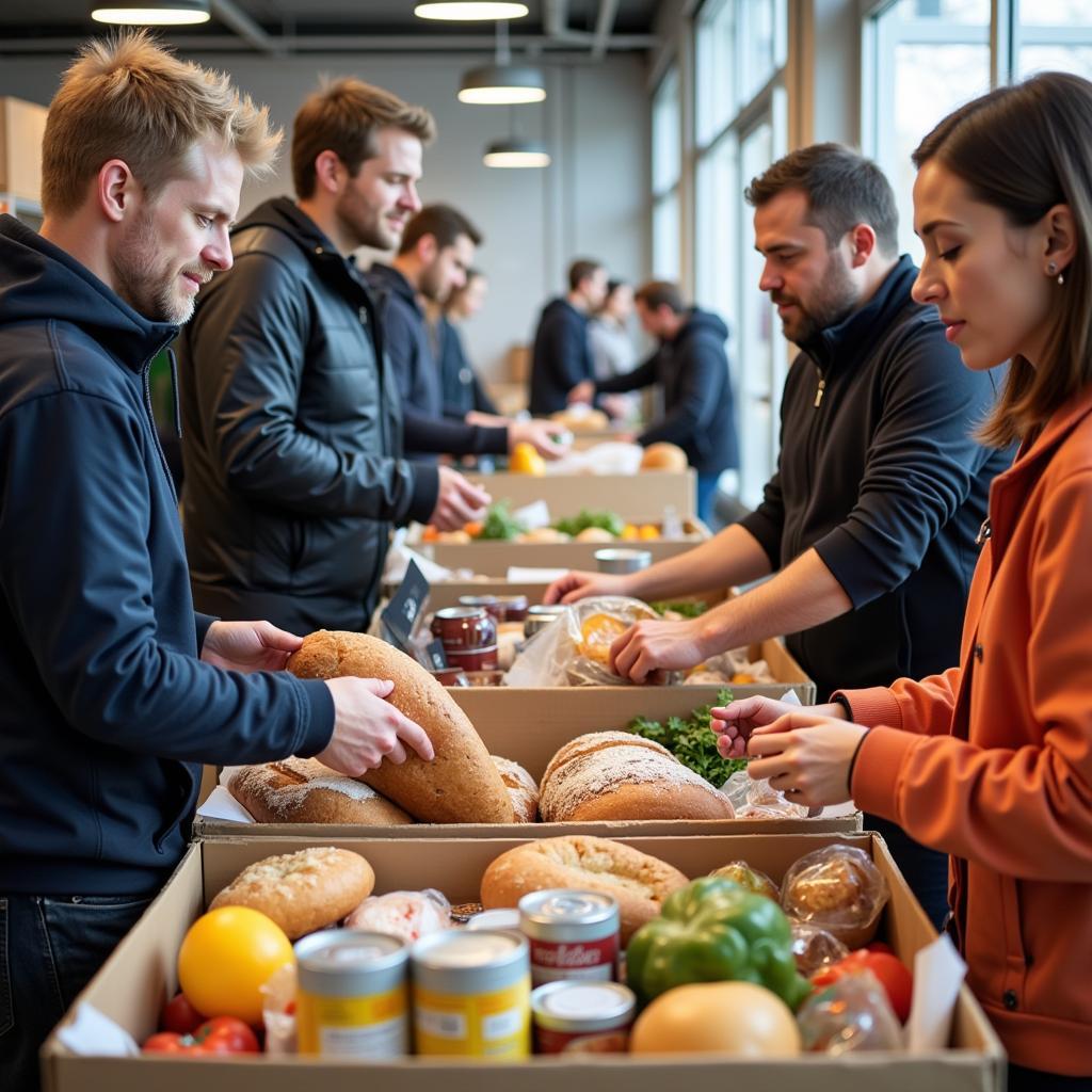 Lebensmittelverteilung bei der Tafel Leverkusen