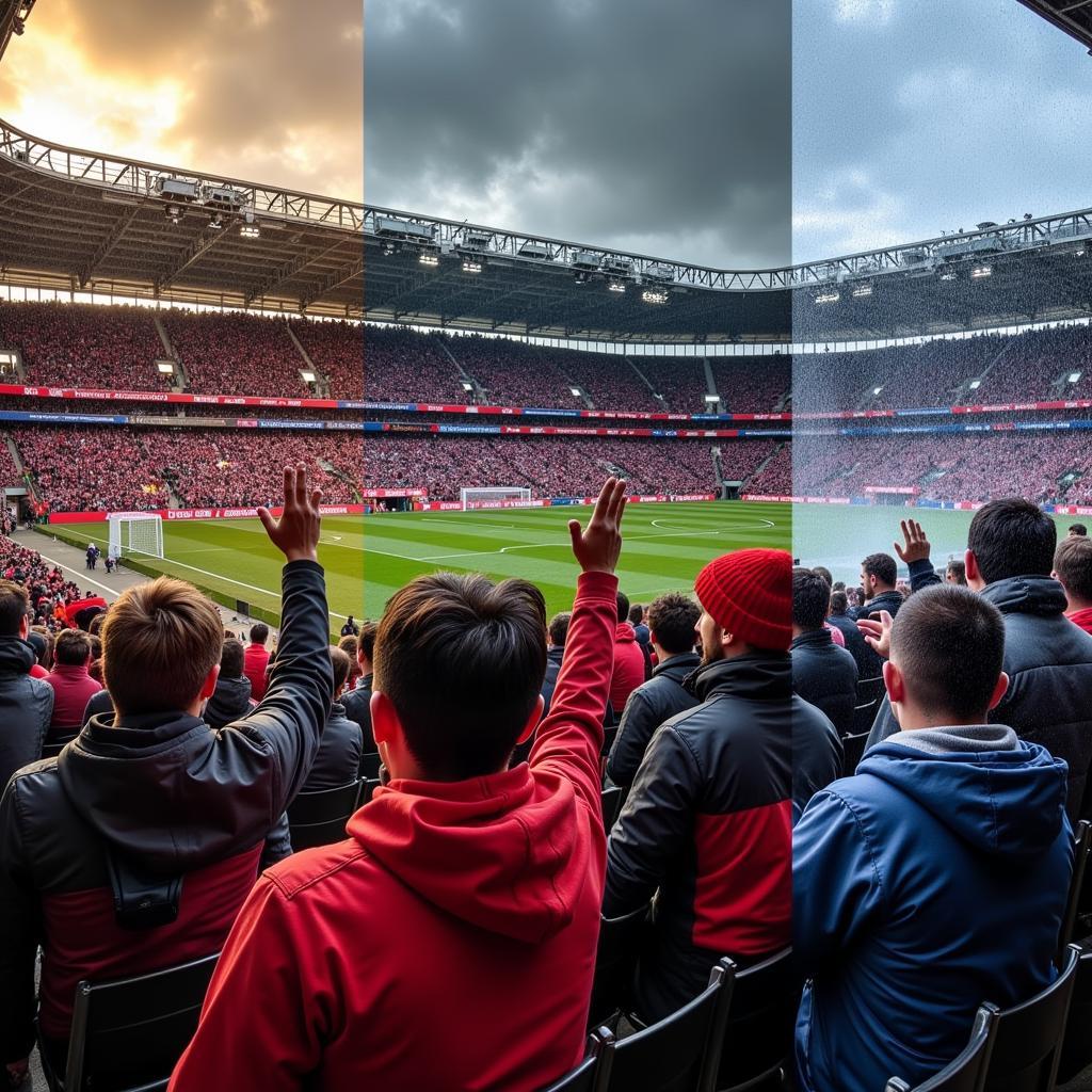 Fans im Stadion bei verschiedenen Temperaturen