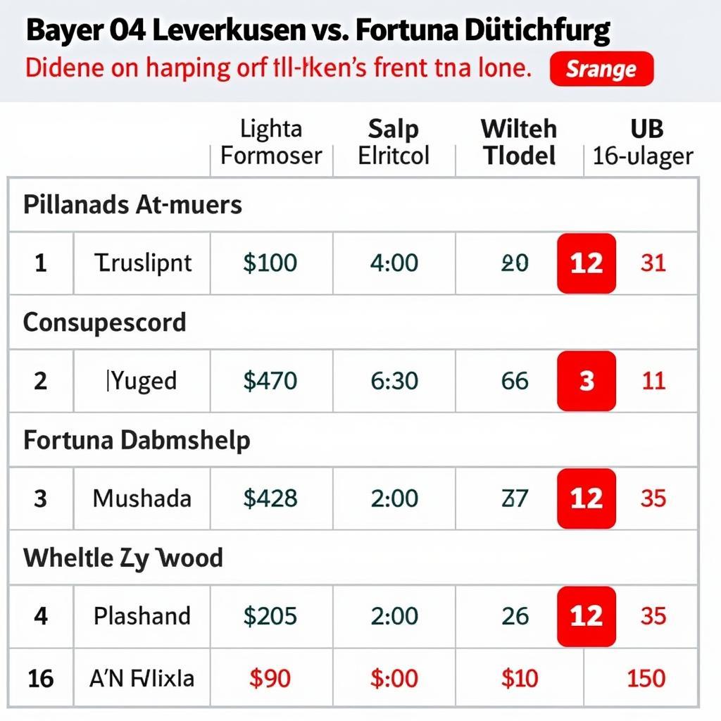 Ticketpreise Bayer 04 Leverkusen vs. Fortuna Düsseldorf: Eine Tabelle mit den verschiedenen Kategorien und Preisen. 