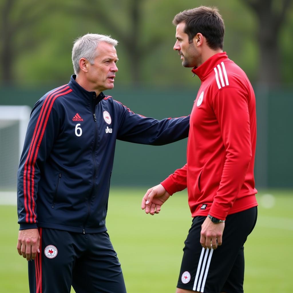 Klaus Toppmöller trainiert Michael Ballack in der Saison 2000-01