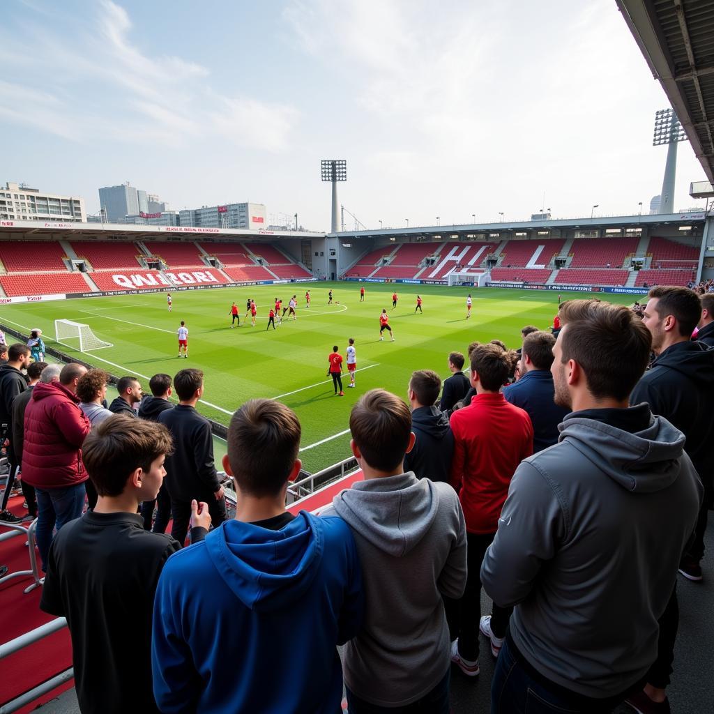 Trainingsplatz Besichtigung beim Audi Leverkusen Discovery Day