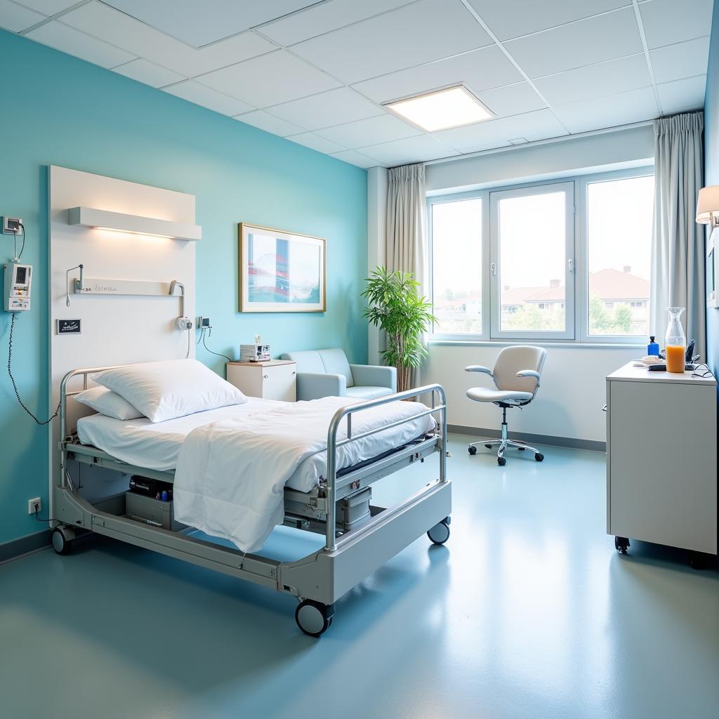 Modernes und komfortables Patientenzimmer in der Uniklinik Leverkusen