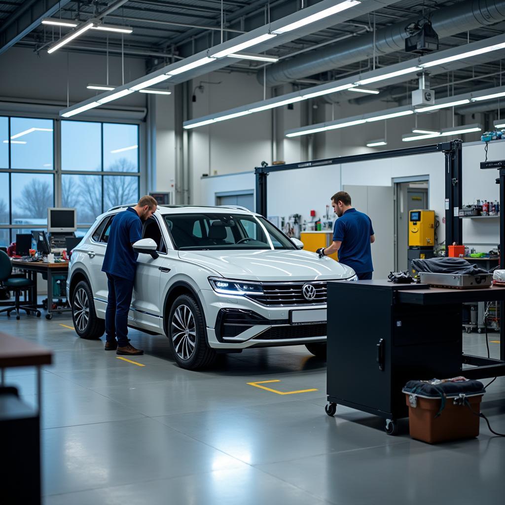 Moderne Werkstatt im Volkswagen Zentrum Leverkusen