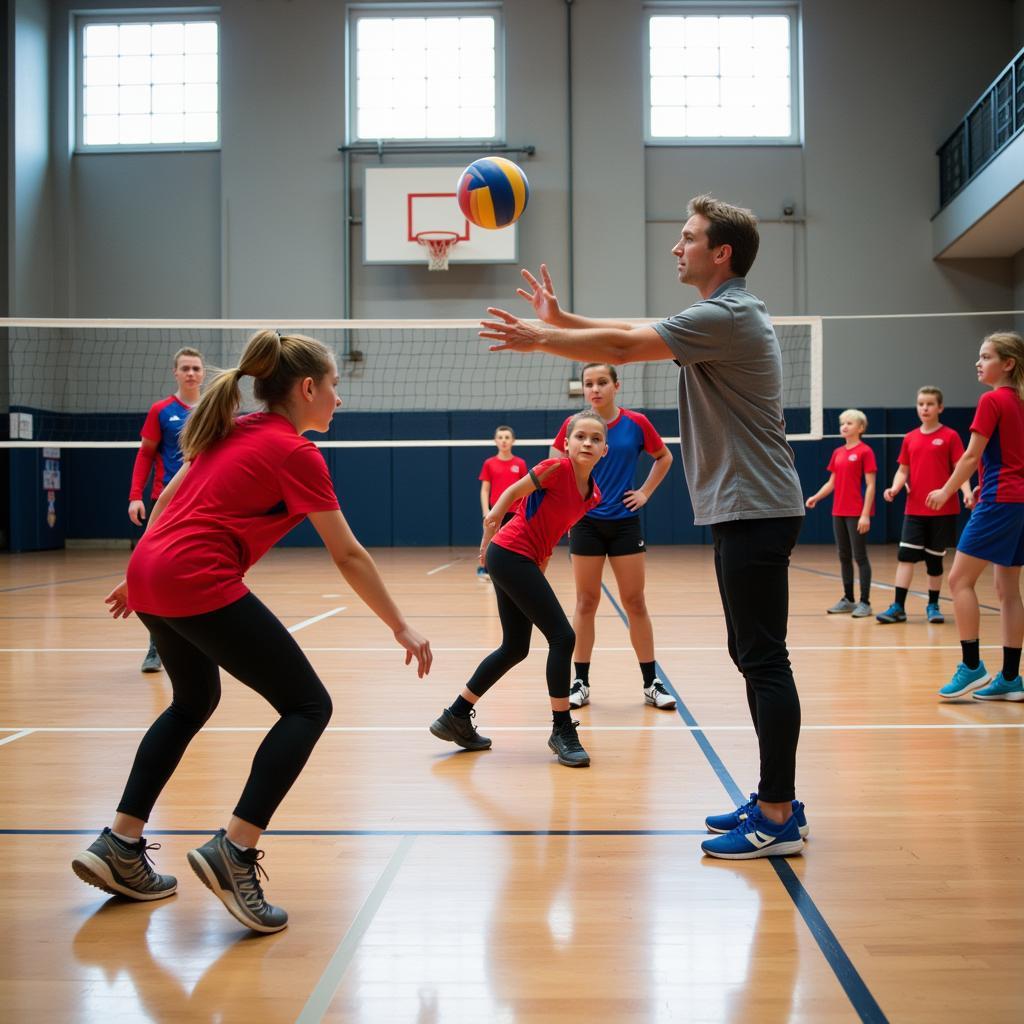 Jugendtraining beim Volleyball in Leverkusen.