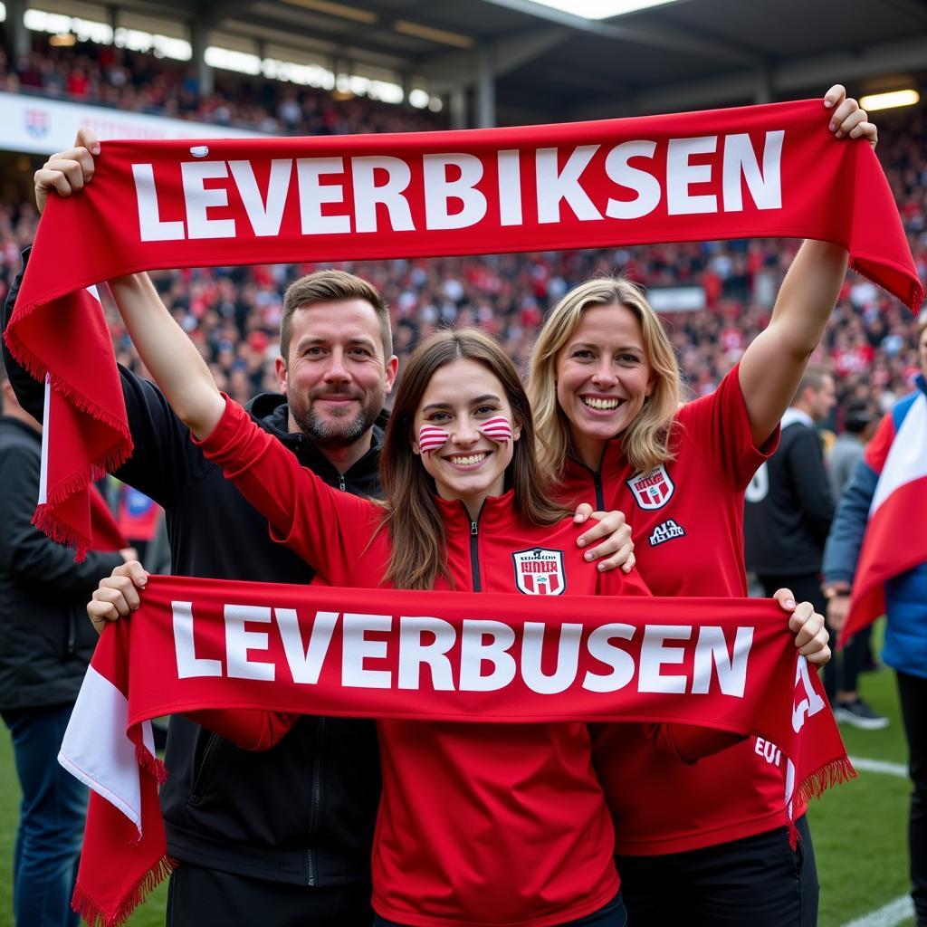 Fans freuen sich auf das Leverkusen Spiel am Samstag.