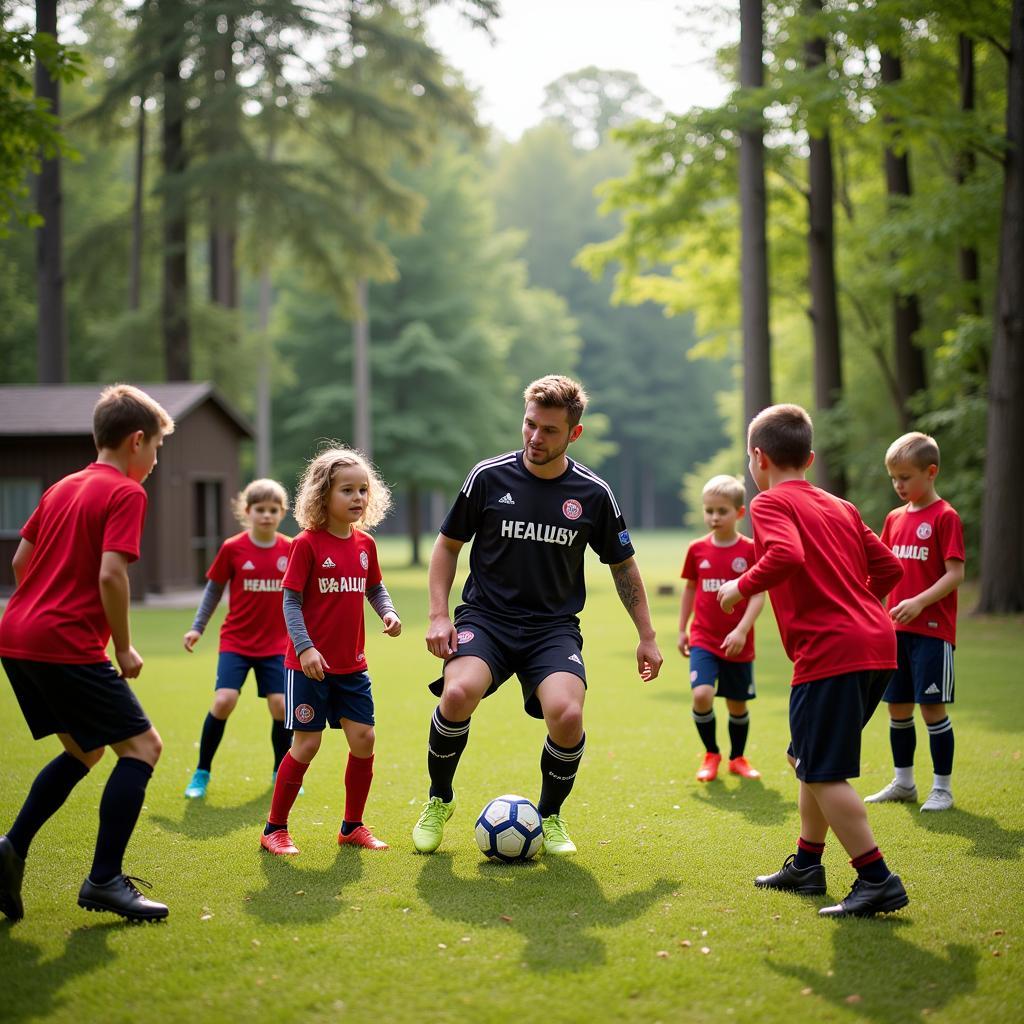 Kinder beim Fußballtraining in der Waldschule Leverkusen