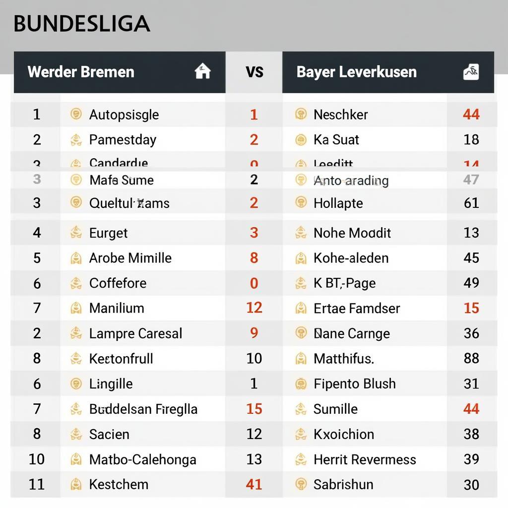 Werder Bremen gegen Bayer Leverkusen Tabellenstand