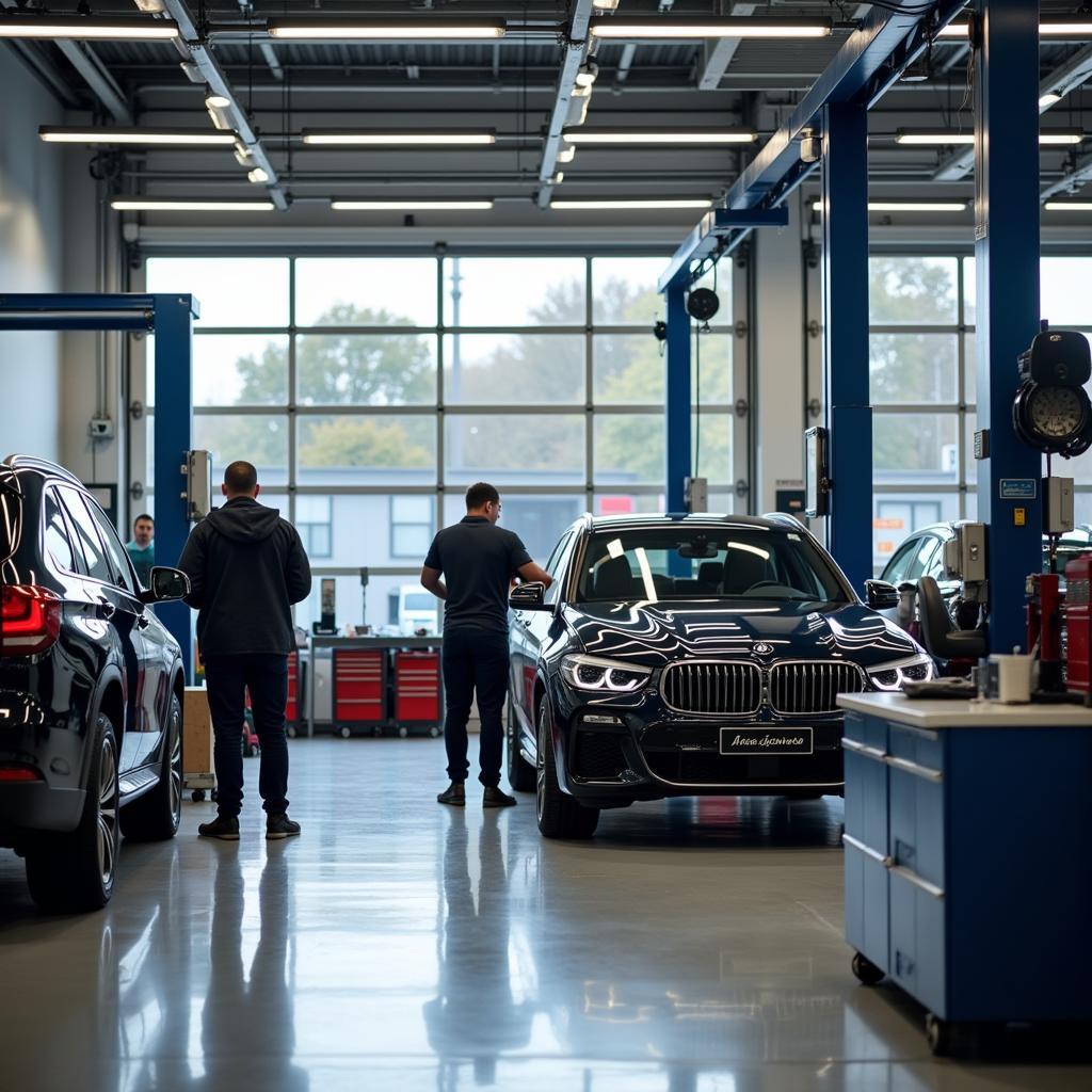 Moderne Werkstatt im Autohaus Willy Müller GmbH in Leverkusen