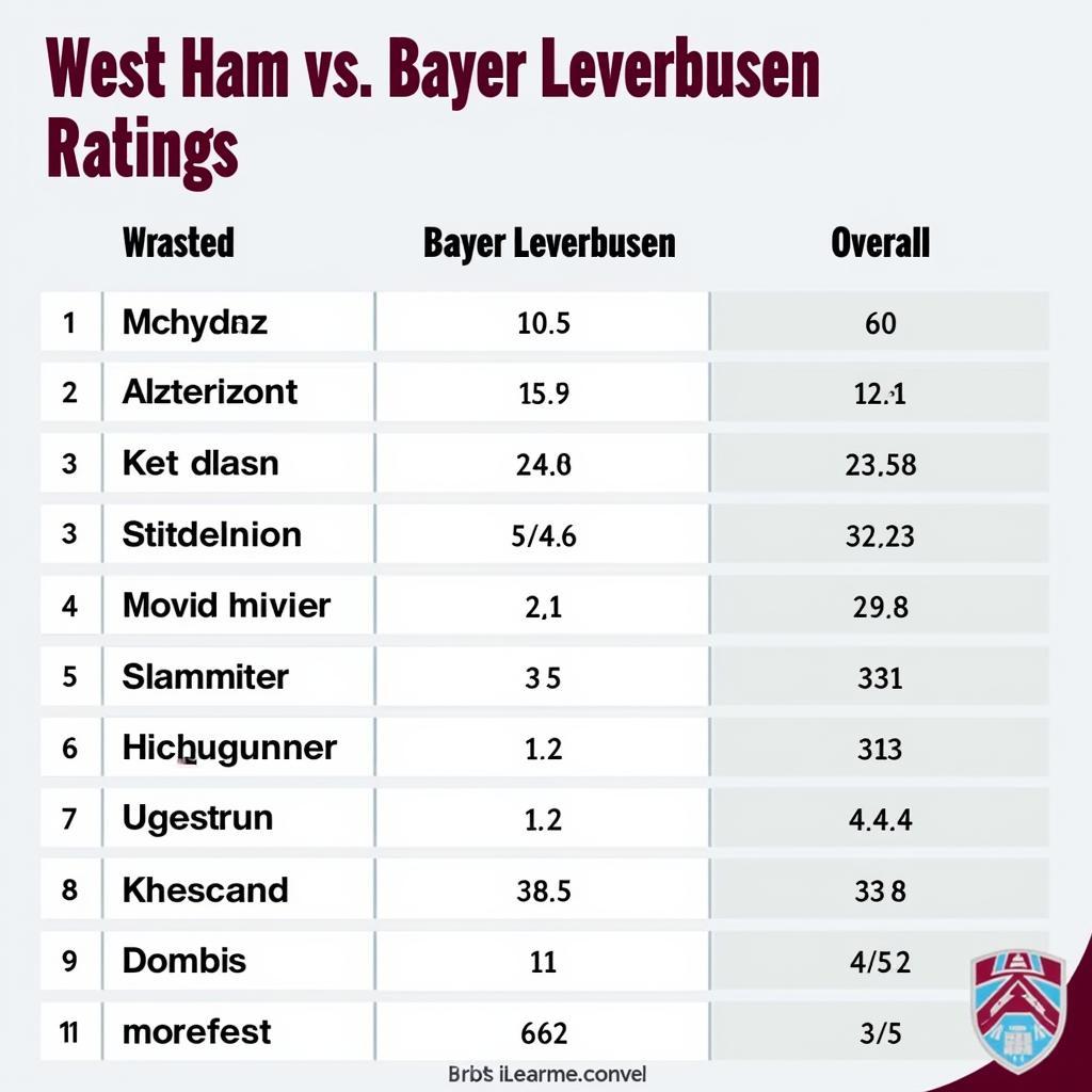 Spielerbewertung West Ham gegen Bayer Leverkusen