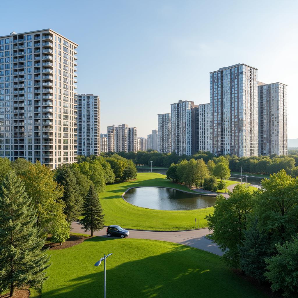 Leben und Arbeiten in Wiesdorf, Leverkusen - Moderne Architektur und grüne Umgebung