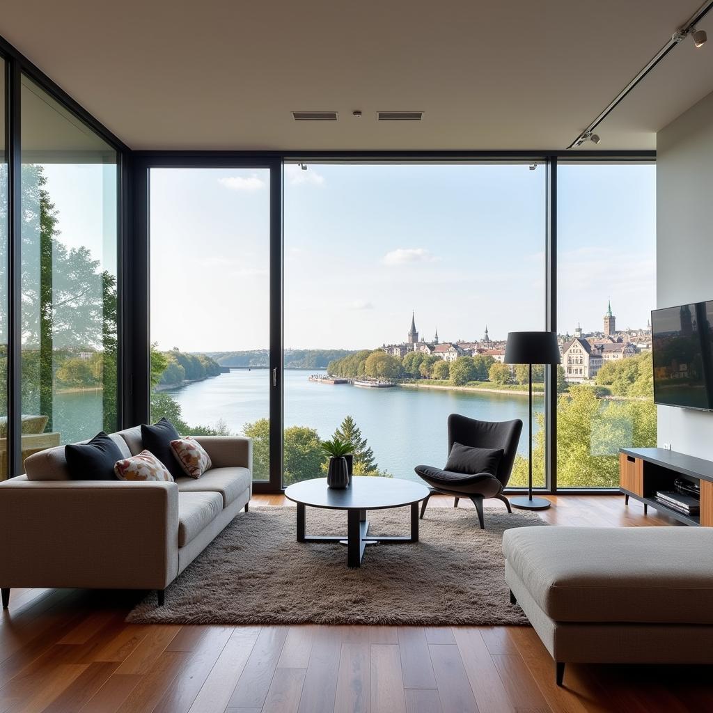 Moderne Wohnung in Leverkusen Wiesdorf mit Blick auf den Rhein