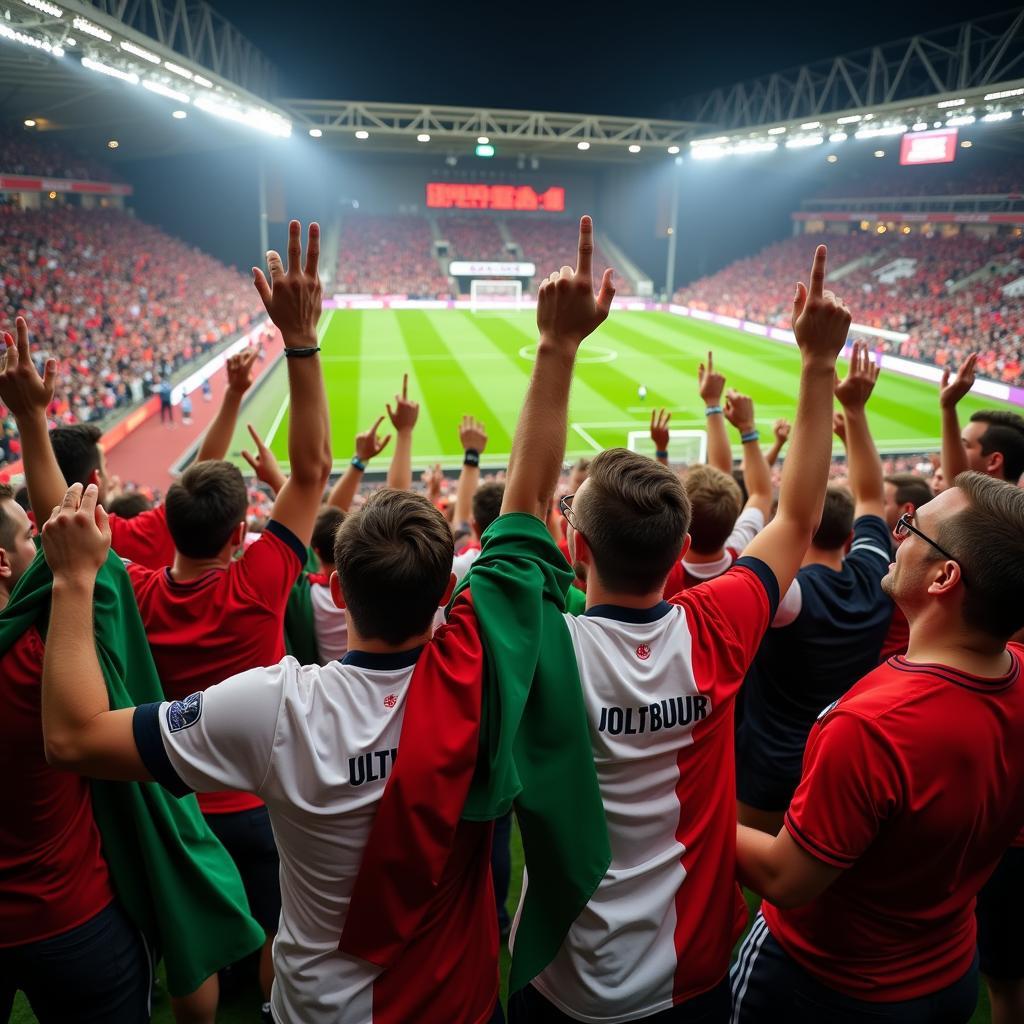 Die Fans von Wolfsburg und Leverkusen sorgen für eine mitreißende Atmosphäre.