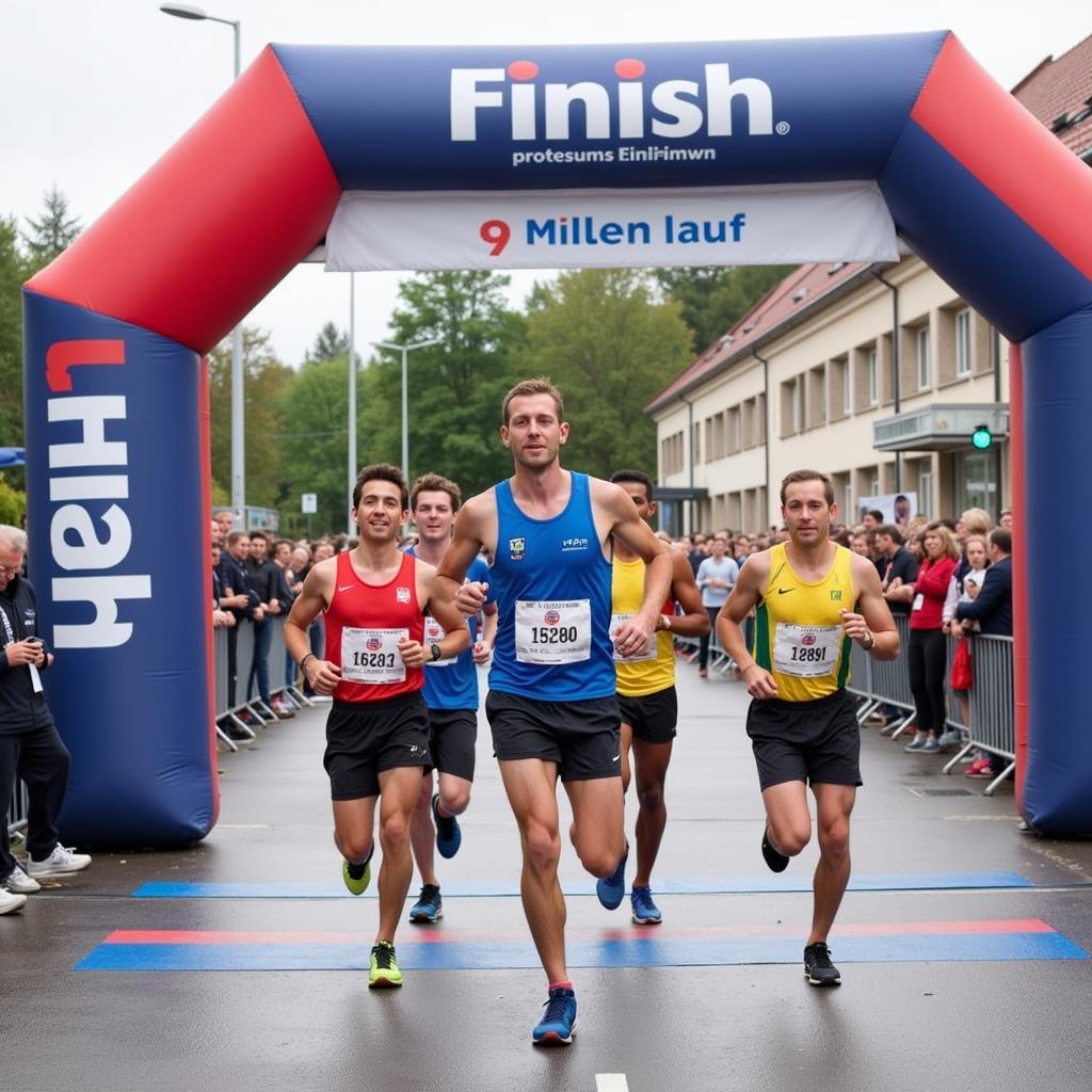 Zieleinlauf beim 9 Meilen Lauf Leverkusen 2017