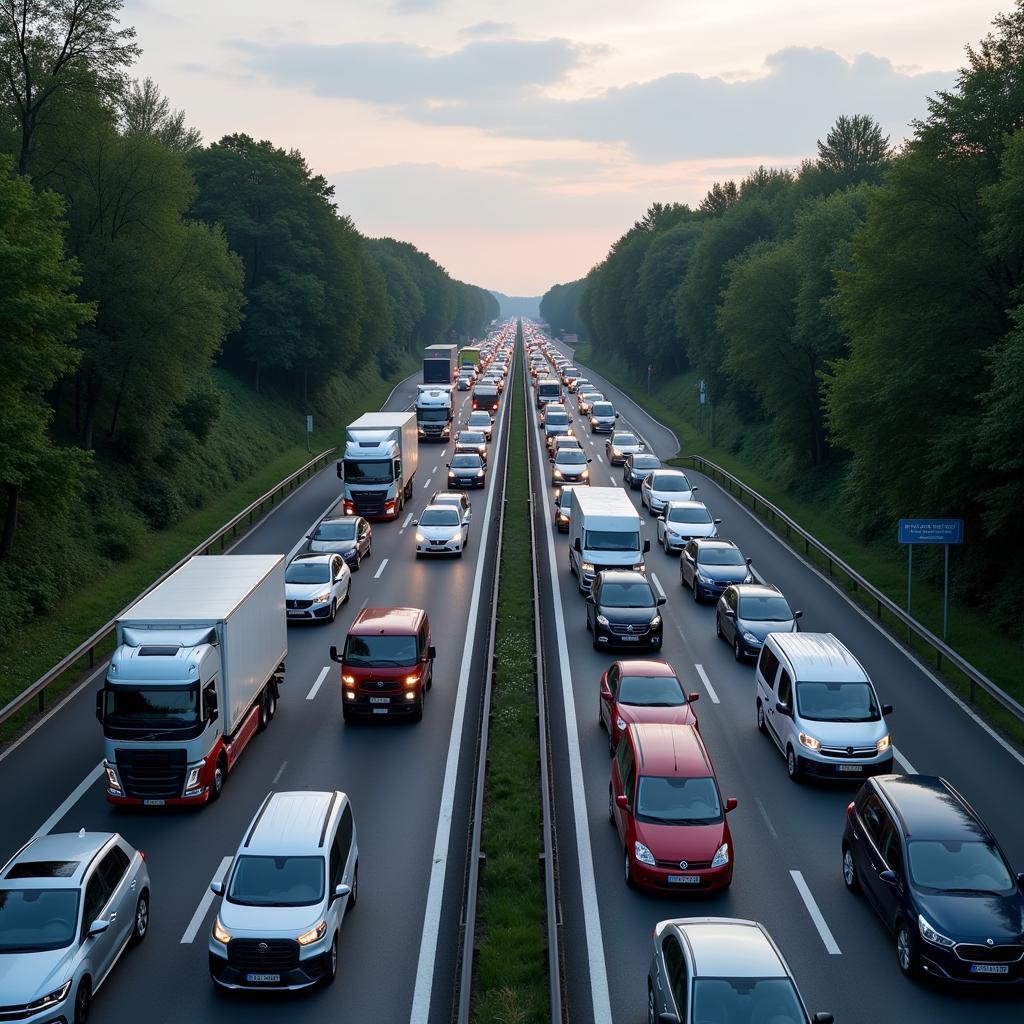 Stau auf der A1 bei Leverkusen