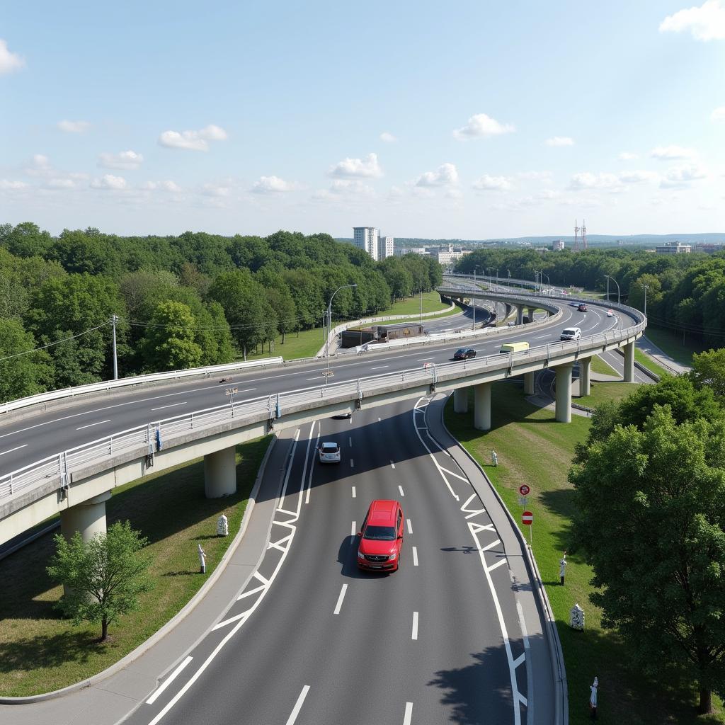 Visualisierung der fertiggestellten A3 Leverkusen mit verbesserter Infrastruktur