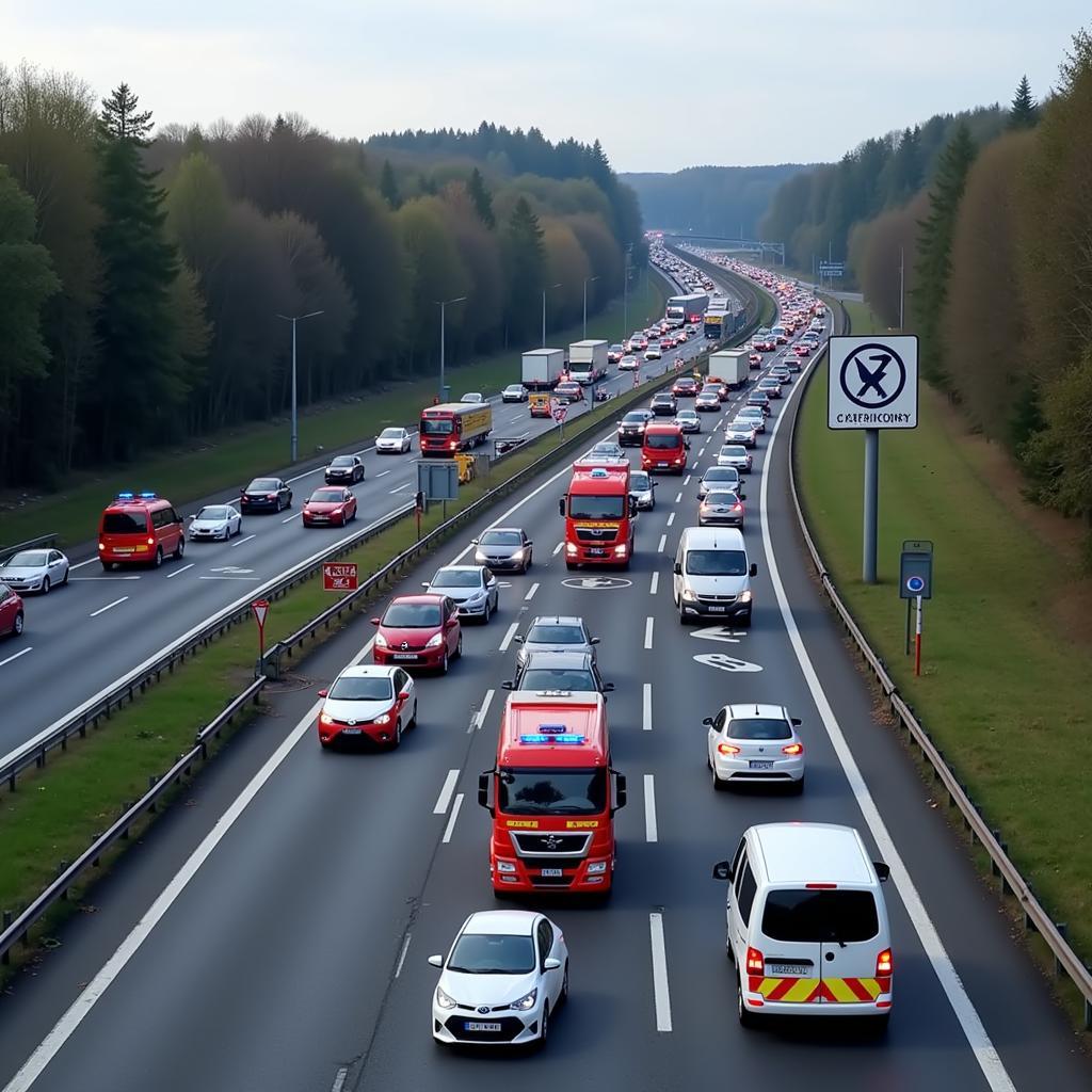 Verkehrslage auf der A59 bei Leverkusen