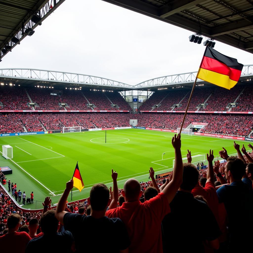 Fußballstadion mit Fans im Aachen Leverkusen Spiel