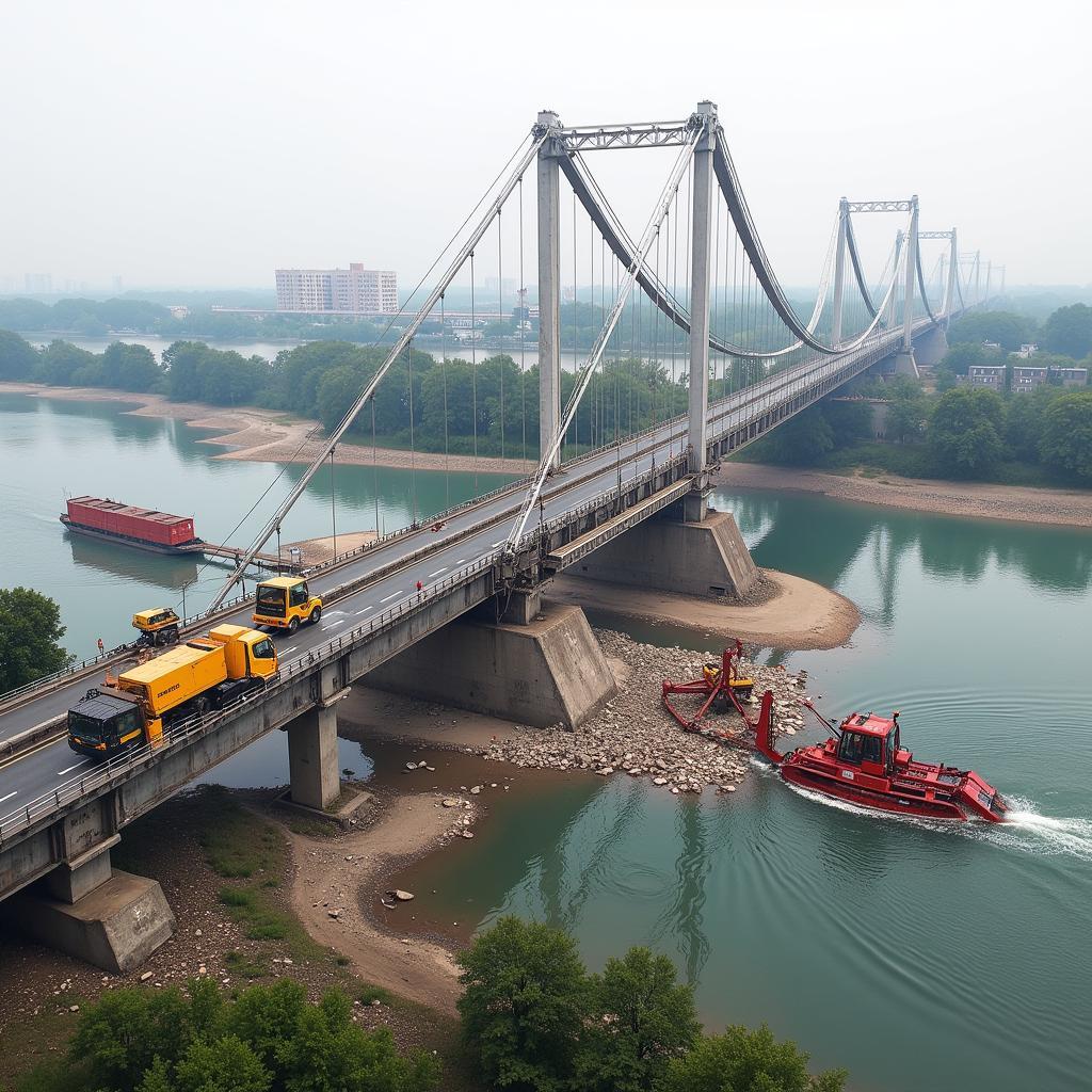 Abriss der alten Rheinbrücke Leverkusen