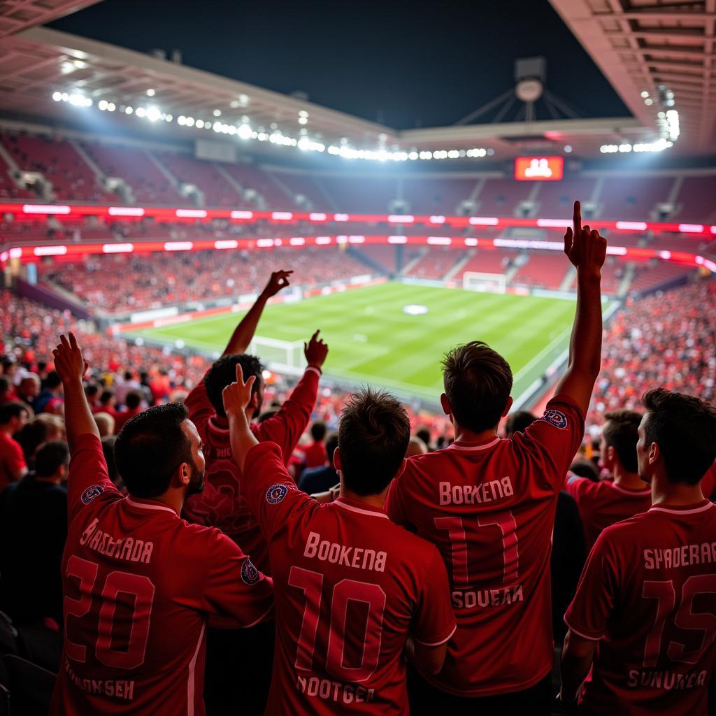 Fans von Bayer 04 Leverkusen im Stadion