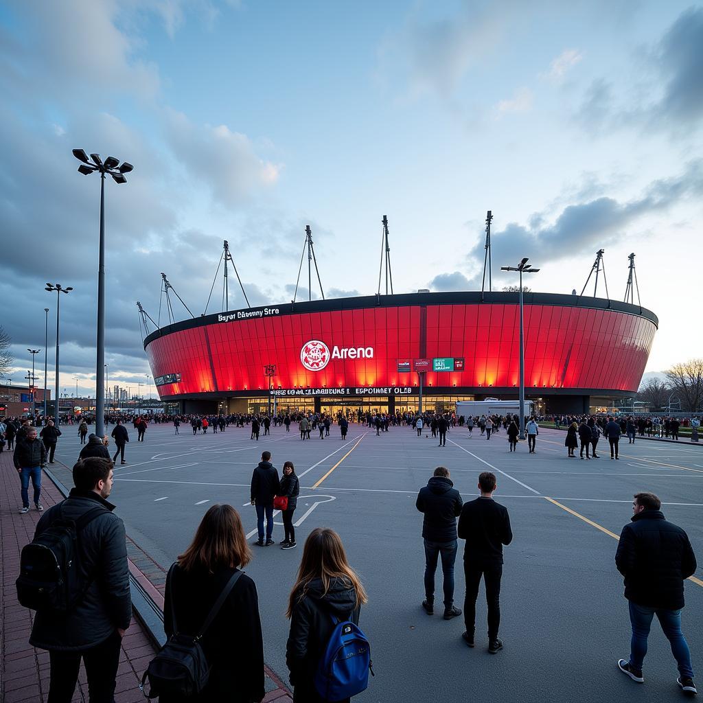 Die BayArena in der Nähe der Adolf-Kaschny-Straße 19 in Leverkusen.