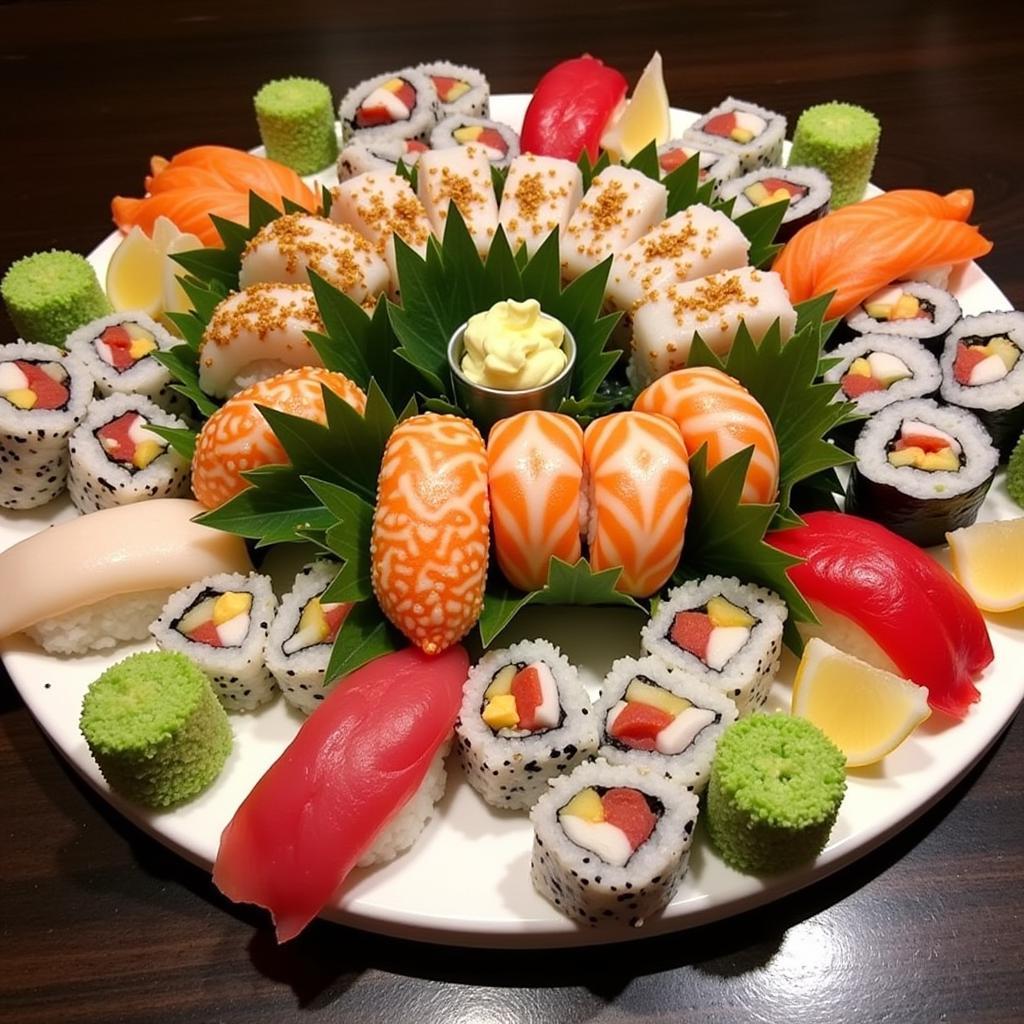 Eine leckere Sushi-Platte bei Aiko Sushi in Leverkusen