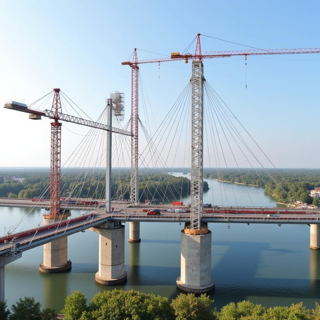 Aktueller Baufortschritt der Rheinbrücke Leverkusen